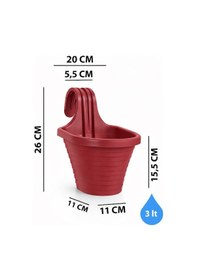 Resim Omnipazar So-tom3 Tombik Askılı Balkon Saksı 3 Lt Kırmızı 6 Adet 