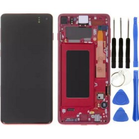 Resim Te Samsung Uyumlu S10 G973f Uyumlu Çıtalı Lcd Ekran Kırmızı + Tamir Seti 
