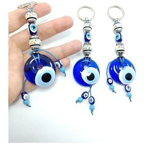 Resim Nazar Boncuğu Anahtarlık Seramik Boncuklu El Yapımı Cam Hediyelik 