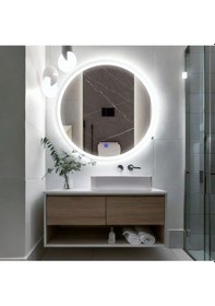 Resim Orbit Led'li Kumlamalı Lavabo & Banyo Aynası Dokunmatik Sensörlü 90 X 90 Beyaz 
