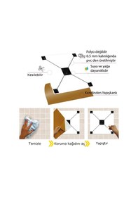 Resim Kendinden Yapışkanlı Siyah Geometrik Desenli Pvc Karo 30x30 Cm 11 Adet 1m2 