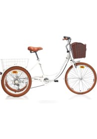 Resim Carraro Caravan Katlanır Şehir Bisikleti 24 Jant 6 Vites Altın Beyaz Siyah Kahverengi 