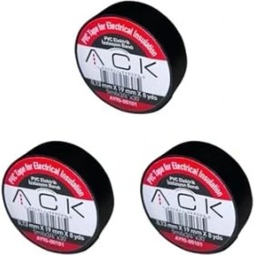Resim Aesco 3 Adet Ack Siyah Izole Bant 0.13X19MMX8YDS 