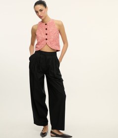 Resim JONATHAN - Pleated Wide Leg Pants - Black - 38 / Black 
