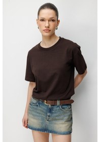Resim Mixray 48511 Kadın Oversize Basic %100 Pamuk 2 Li T-shirt Siyah Kahve Siyah - Kahverengi 
