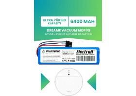 Resim Electroll Dreame Vacuum Mop F9 Uyumlu Batarya (ULTRA YÜKSEK KAPASİTE) 6400mah Pil Robot Süpürge Batarya Değişimi 