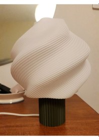 Resim 3dprototürk 27 Cm Modern Burgu Tasarım Abajur Şık Gece Lambası Ve Masa Aydınlatma Beyaz 