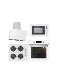 Resim Silverline BO6504W01 - CS5349W01 - 3457 Soho 60 - MW9018W01 Beyaz Cam Ankastre Set 