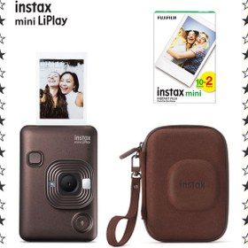 Resim Fujifilm Instax mini LiPlay Deep Bronze Fotoğraf Makinesi 20'li Film ve Çanta Hediye Seti 