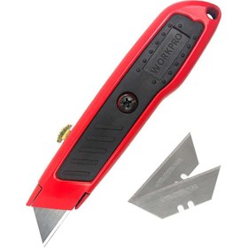 Resim WORKPRO WP213005 Alüminyum Gövde Geri Çekilebilir Rötuş Maket Bıçağı + 3 Adet Yedek Bıçak 
