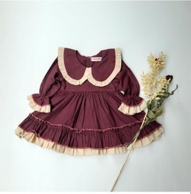 Resim ikokokids Hardal Kız Bebek Bebe Yaka Fırfırlı Elbise 