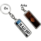 Resim Hediye Zengini Kişiye Özel Harley Davidson Alev Logo Tema Plaka Anahtarlık 