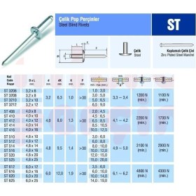 Resim Piton Perçin Çelik Pop Perçin 4X10 mm - 1000 Adet 