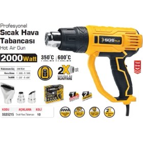Resim Sgs 5215 Profesyonel Sıcak Hava Tabancası 2000 Watt 