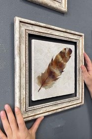 Resim Fins Stone Decor Çerçeveli Tablo Taş Duvar Dekoru 30 X 30 Cm Kuş Tüyü Tablosu Cdd3030-1324 