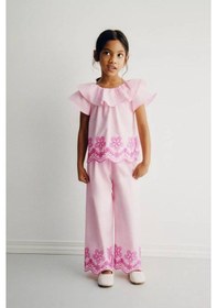 Resim Miniko Kids Kız Çocuk Lazer Kesim Pantolonlu Takım Pembe 
