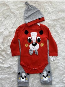 Resim Erkek Papyonlu Ayıcık Badili Takım Kırmızı 