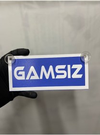 Resim Mavi Renk Üzeri Beyaz Renk Gamsız Yazılı Vantuzlu Cam Süsü 