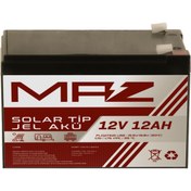 Resim Maz Akü 12 Volt 12 Amper Solar Jel Akü 12V 12AH Güneş Paneli Akü 