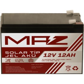 Resim Maz Akü 12 Volt 12 Amper Solar Jel Akü 12V 12AH Güneş Paneli Akü 