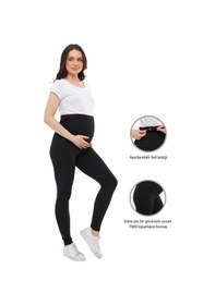 Resim Luvmabelly Myra8140 Toparlayıcı Fitilli Mevsimlik Beli Ayarlanabilir Hamile Tayt-siyah 