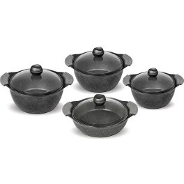 Resim Fms 8 Parça Döküm Slikonlu Güveç Seti Siyah G-5000 