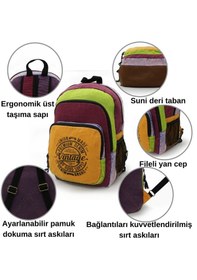 Resim Old Cotton 5017 Turuncu Bordo Sırt Okul 15.6 İnch Laptop Çantası Turuncu - Kırmızı 