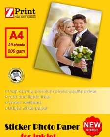 Resim zprint Epson L3160 Yapışkanlı Sticker Fotoğraf Kağıdı 200 Gr A4 20 Yaprak 