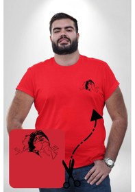 Resim Angemiel Elio Ve Oliver Call Me By Your Name Kırmızı Büyük Beden Kadın Basic Minimal Baskılı Tişört Kırmızı 