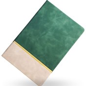 Resim Büro Ev Ofis Hediyesi İçin Yeşil Deri Golden Şeritli Not Defteri 