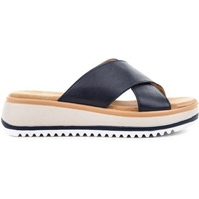Resim Hush Puppies Hou Anatomik Taban Hakiki Deri Kadın Terlik Lacivert 