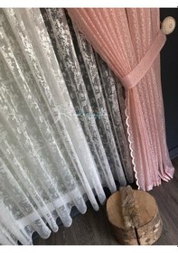 Resim Fon Perde Tül Fon Kum Desen Örme Kumaş 2 Adet 90 Cm Pileli-1 E 3 Pile Sıklığı (Sık Pile) 