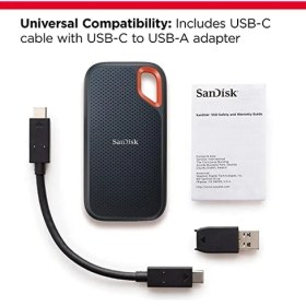 Resim Sandisk Sandısk Extreme Portable SSD 1 Tb (Taşınabilir Nvme Ssd, Usb-C, 1.050 Mb/s'ye Kadar OKUMA/1.000 Mb/s'ye Kadar Yazma, 3 M'ye Kadar Düşmeye Dayanıklı, Suya ve Toza Dayanıklı) Siyah 