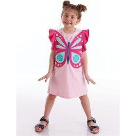 Resim Denokids Mushi Pembe Kelebek Kız Elbise Pembe 