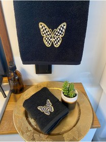 Resim FANTASTIC ARMA Ütü Ile Yapışan Dokuma Arma, Ev Tekstili, Simli Dama Desen Büyük Kelebek Modeli 