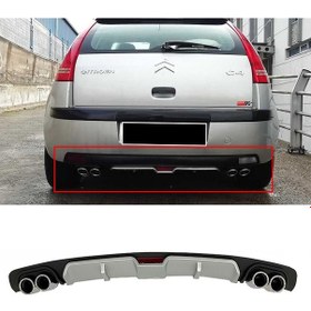 Resim Citroen C4 Gri Difüzör 4 Krom Egzoz Görünümlü Difizör Arka Ek Body Kit 2004 - 2010 Uyumlu 