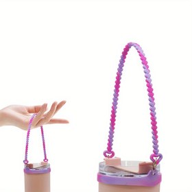 Resim Dayanıklı Silikon Su Şişesi Tutacak Askısı - 8-40oz Şişeler için Güvenli Uyum, Yumuşak Tutuş, Dış Mekan & Spor Salonu Kullanımı için İdeal - Pembe & Mor, Taşıması Kolay Bardak Aksesuarı, Su Şişesi Taşıma Kayışı 