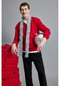 Resim Defacto Regular Fit Dik Yaka Yarım Fermuarlı Basic Düz Sweatshirt X7405az25aurd349 Kırmızı-rd349 