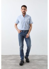 Resim Banny Jeans Erkek Likralı Regular Fit Düz Jean Pantolon Mavi Mavi 
