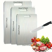 Resim Premium Paslanmaz Çelik Çift Taraflı Mutfak Kesme Tahtası - Pas ve Koku Dirençli, Bulaşık Makinesinde Yıkanabilir, Dayanıklı ve Gıda Sınıfı, Sevgililer Günü, Anneler Günü, Babalar Günü, Mutfak Kesme Tahtaları için İdeal 