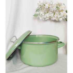 Resim Mint Yeşili Emaye Derin Tencere 3,4 Litre 22 cm Çap Süt Yoğurt Salça Konserve Reçel Tenceresi 