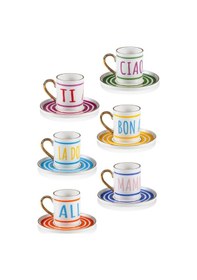 Resim The Mia La Dolce Vita Türk Kahvesi Fincan Takımı 6 Kişilik Çok Renkli 