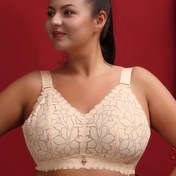 Resim Şık Fransız Esintili Büyük Beden Dantel Bralette - Ultra İnce, Kablosuz, Nefes Alabilir & İnceltici Tasarım Çiçek Baskılı 