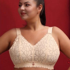 Resim Şık Fransız Esintili Büyük Beden Dantel Bralette - Ultra İnce, Kablosuz, Nefes Alabilir & İnceltici Tasarım Çiçek Baskılı 