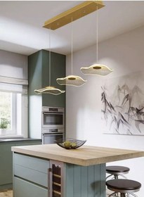 Resim Luxury Exclusive Üçlü Sıralı Sarkıt Led Avize Jellyfish Gold Sarı Ledli Avize 1 Gold 