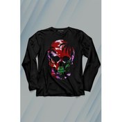 Resim Kendim Seçtim Rengarenk Kafatası Skull Head Lila Renkleri Uzun Kollu Tişört Baskılı Çocuk T-Shirt 