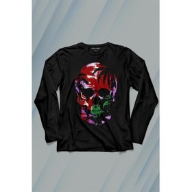 Resim Kendim Seçtim Rengarenk Kafatası Skull Head Lila Renkleri Uzun Kollu Tişört Baskılı Çocuk T-Shirt 