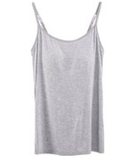 Resim Açık Gri Dip İç Giyim Şık Kolsuz Esnek Kaşkorse Üstler Yastıklı Sütyen Slim Fit Tank Üstleri Sütyen Yelek İç Giyim 