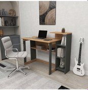 Resim Saye 5 Raflı Kitaplıklı Çalışma Masası Çam - Antrasit Antrasit - Atlantik Çam 