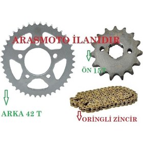 Resim Mondial Drift L 125 Zincir Dişli Seti Oringli Gold Zincir Arka 42 